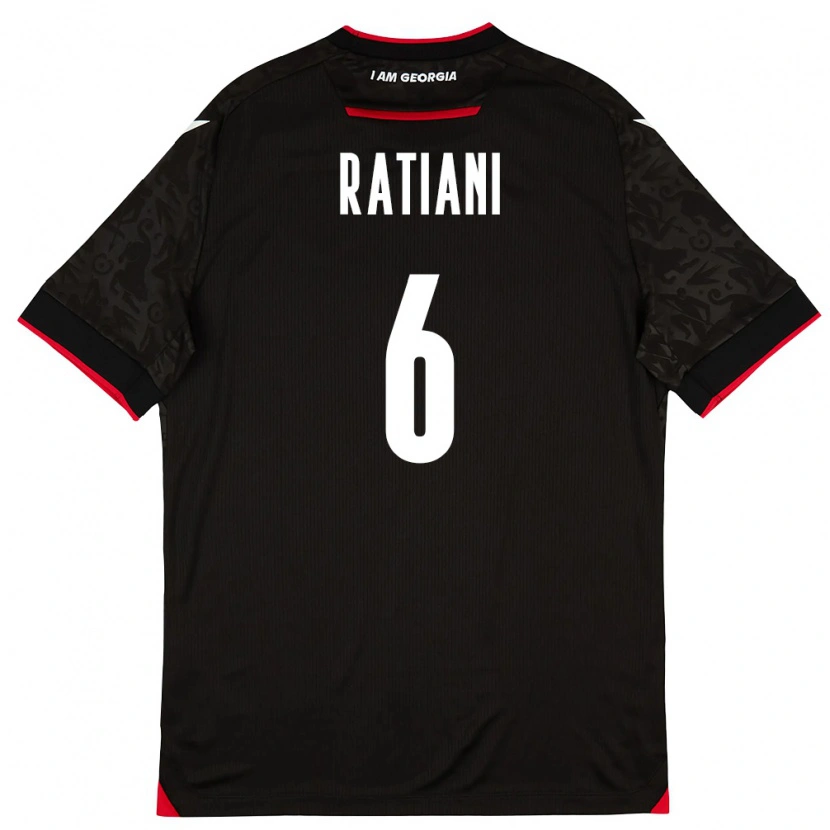 Danxen Mujer Camiseta Georgia Sandro Ratiani #6 Negro Blanco Rojo 2ª Equipación 26-28 La Camisa