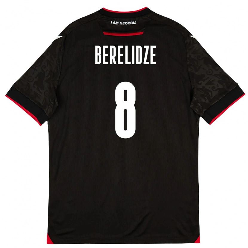 Danxen Mujer Camiseta Georgia Tsotne Berelidze #8 Negro Blanco Rojo 2ª Equipación 26-28 La Camisa