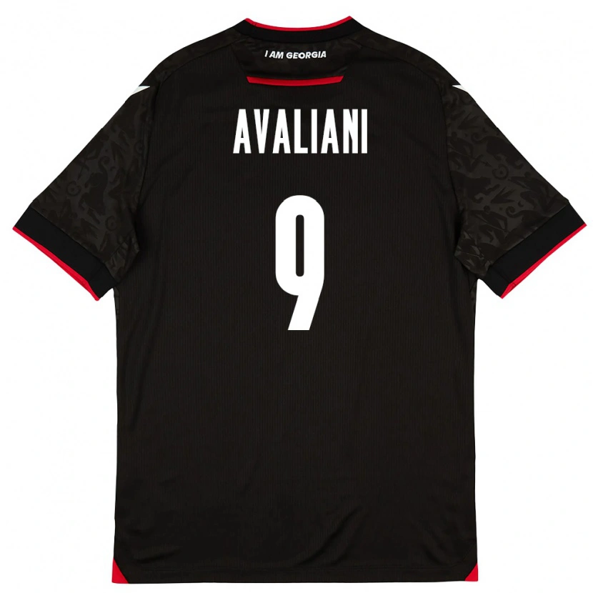 Danxen Mujer Camiseta Georgia Aleksandre Avaliani #9 Negro Blanco Rojo 2ª Equipación 26-28 La Camisa