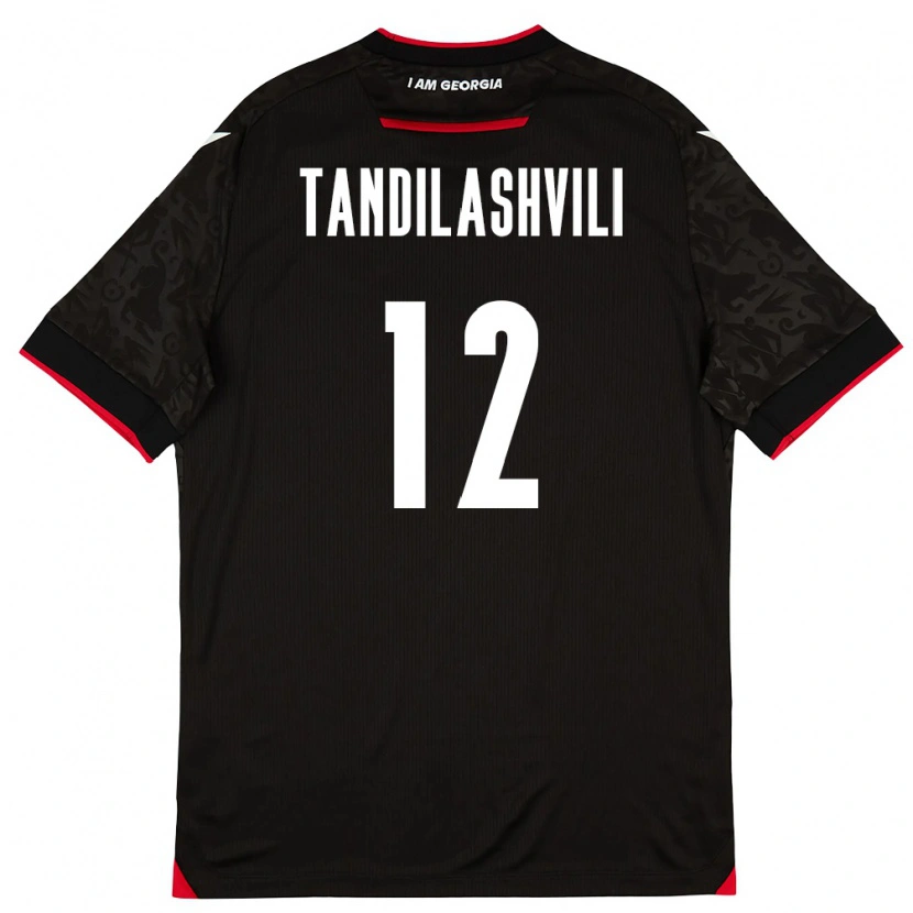 Danxen Mujer Camiseta Georgia Levan Tandilashvili #12 Negro Blanco Rojo 2ª Equipación 26-28 La Camisa