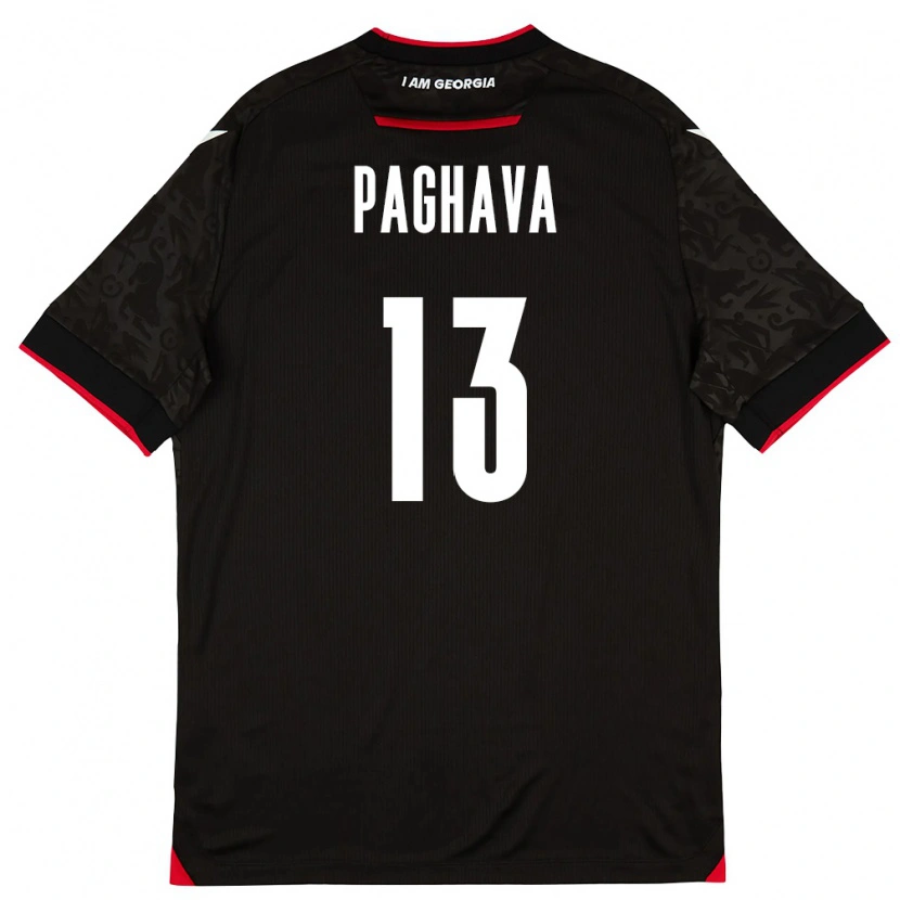 Danxen Mujer Camiseta Georgia Davit Paghava #13 Negro Blanco Rojo 2ª Equipación 26-28 La Camisa