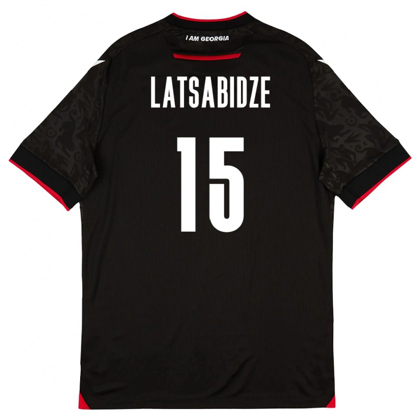 Danxen Mujer Camiseta Georgia Luka Latsabidze #15 Negro Blanco Rojo 2ª Equipación 26-28 La Camisa