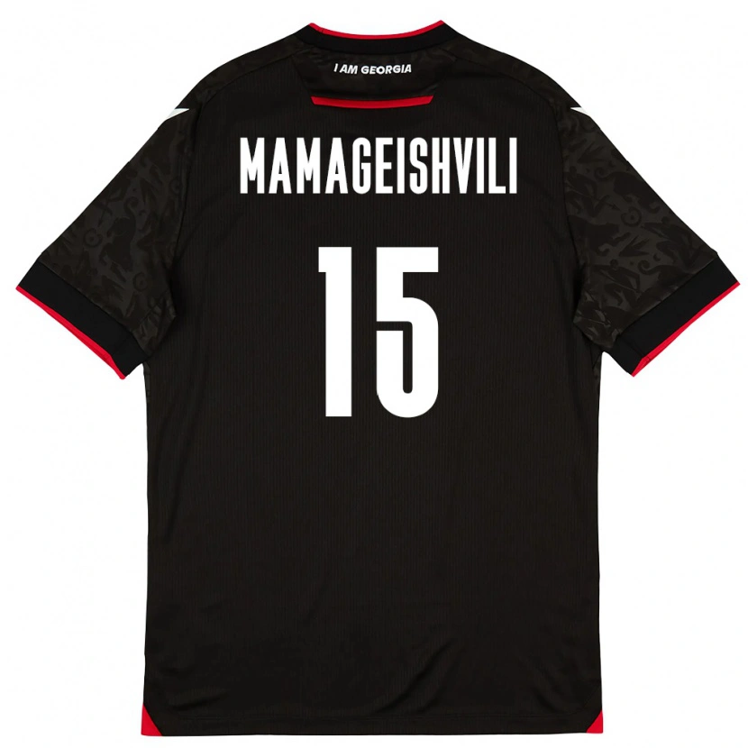 Danxen Mujer Camiseta Georgia Gizo Mamageishvili #15 Negro Blanco Rojo 2ª Equipación 26-28 La Camisa