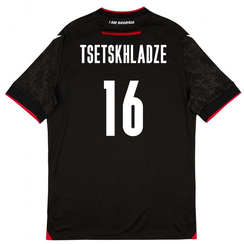 Danxen Mujer Camiseta Georgia Nikoloz Tsetskhladze #16 Negro Blanco Rojo 2ª Equipación 26-28 La Camisa