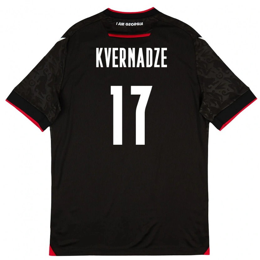 Danxen Mujer Camiseta Georgia Giorgi Kvernadze #17 Negro Blanco Rojo 2ª Equipación 26-28 La Camisa