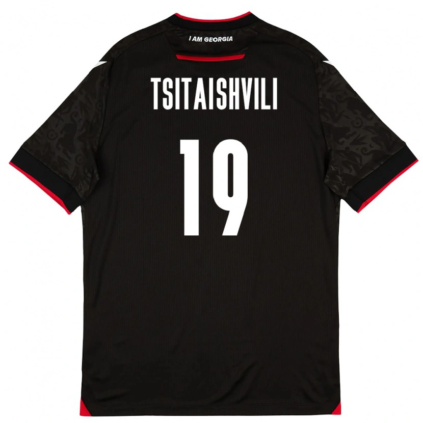 Danxen Mujer Camiseta Georgia Giorgi Tsitaishvili #19 Negro Blanco Rojo 2ª Equipación 26-28 La Camisa