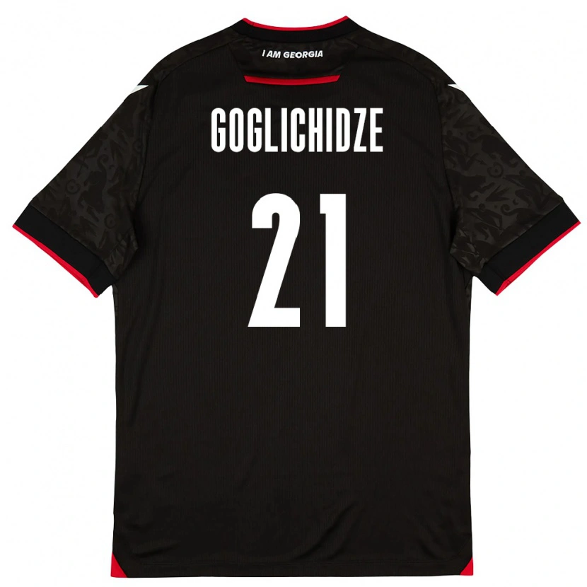 Danxen Mujer Camiseta Georgia Saba Goglichidze #21 Negro Blanco Rojo 2ª Equipación 26-28 La Camisa