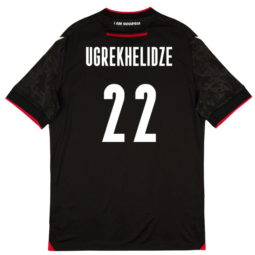 Danxen Mujer Camiseta Georgia Nikoloz Ugrekhelidze #22 Negro Blanco Rojo 2ª Equipación 26-28 La Camisa