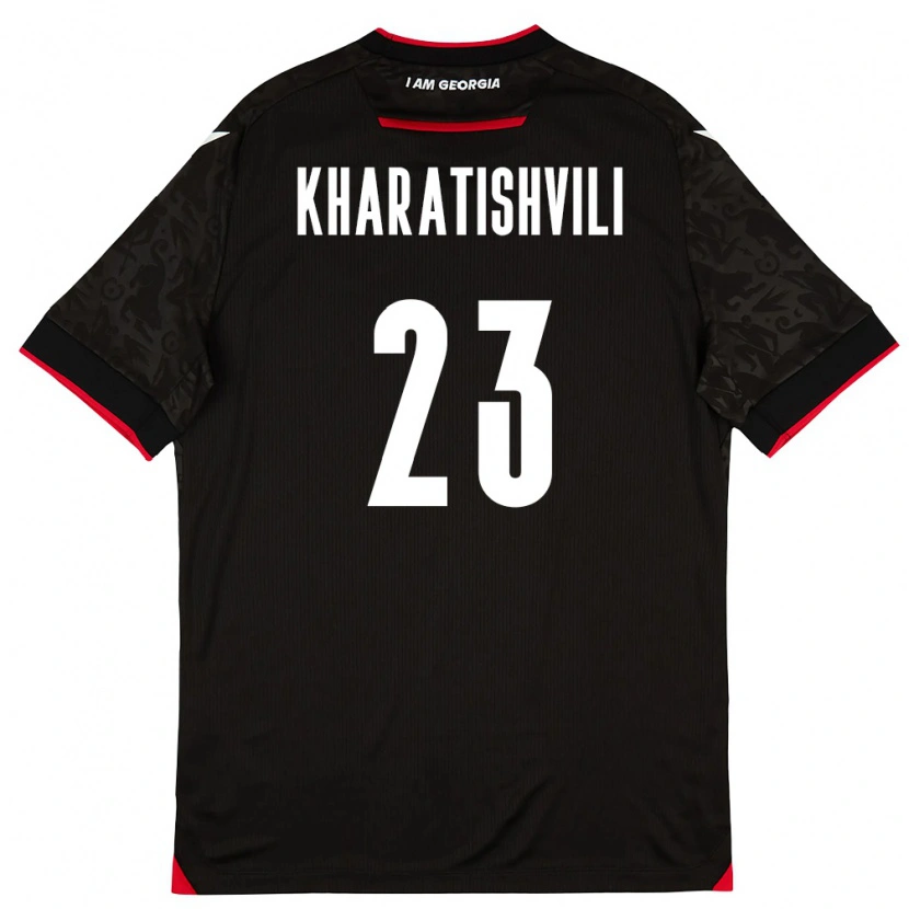 Danxen Mujer Camiseta Georgia Luka Kharatishvili #23 Negro Blanco Rojo 2ª Equipación 26-28 La Camisa