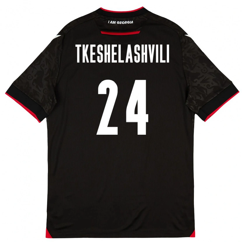 Danxen Mujer Camiseta Georgia Amiran Tkeshelashvili #24 Negro Blanco Rojo 2ª Equipación 26-28 La Camisa