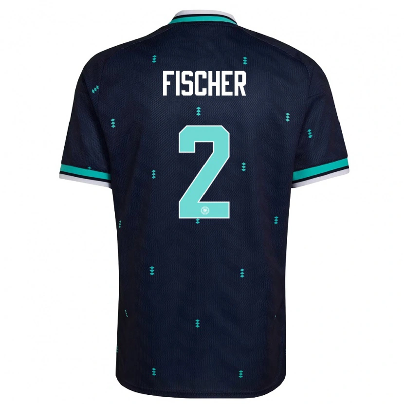 Danxen Mujer Camiseta Alemania Kilian Fischer #2 Marino Azul Cielo Blanco 2ª Equipación 26-28 La Camisa