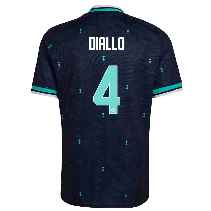 Danxen Mujer Camiseta Alemania Jerome Diallo #4 Marino Azul Cielo Blanco 2ª Equipación 26-28 La Camisa