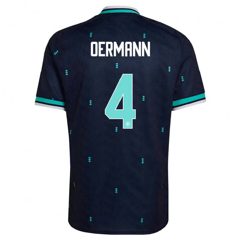 Danxen Mujer Camiseta Alemania Tim Oermann #4 Marino Azul Cielo Blanco 2ª Equipación 26-28 La Camisa