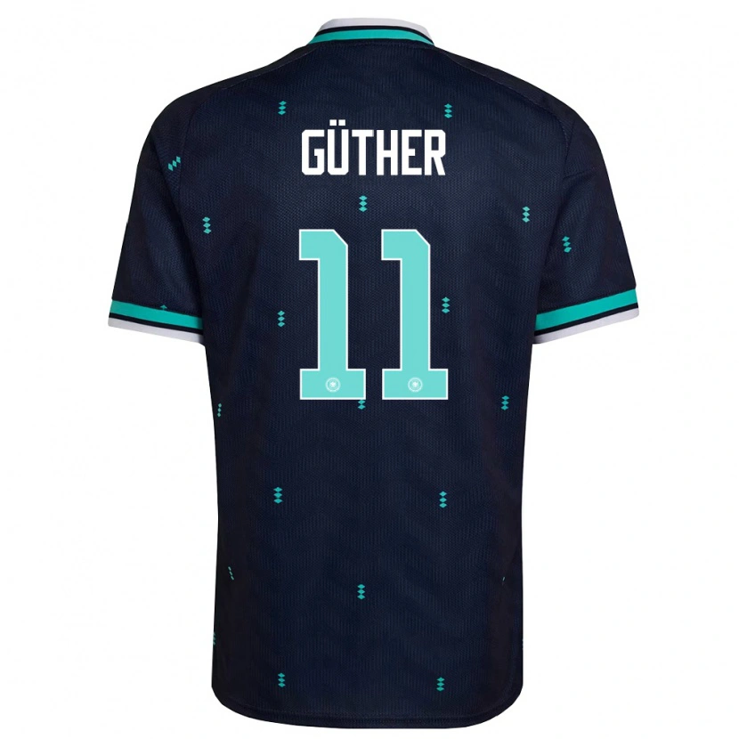 Danxen Mujer Camiseta Alemania Linus Güther #11 Marino Azul Cielo Blanco 2ª Equipación 26-28 La Camisa