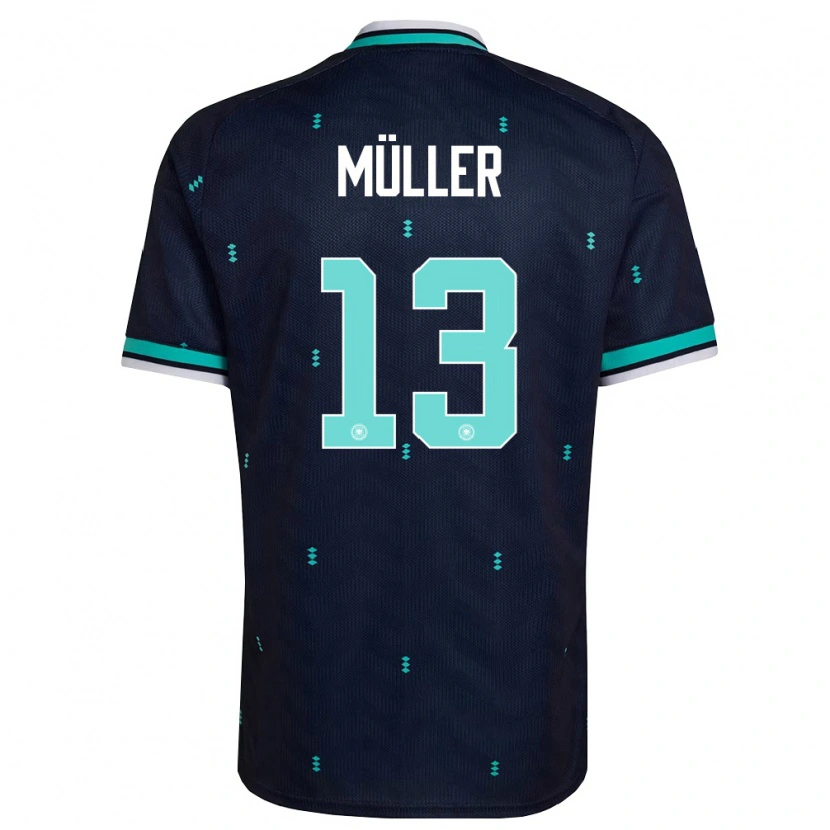 Danxen Mujer Camiseta Alemania Thomas Muller #13 Marino Azul Cielo Blanco 2ª Equipación 26-28 La Camisa