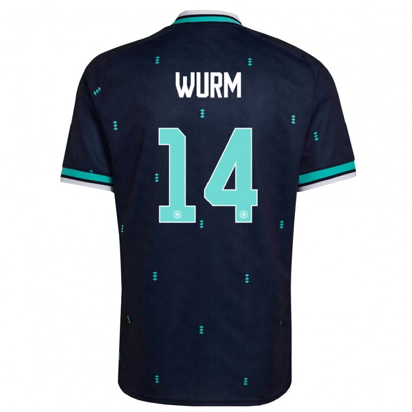Danxen Mujer Camiseta Alemania Leopold Wurm #14 Marino Azul Cielo Blanco 2ª Equipación 26-28 La Camisa