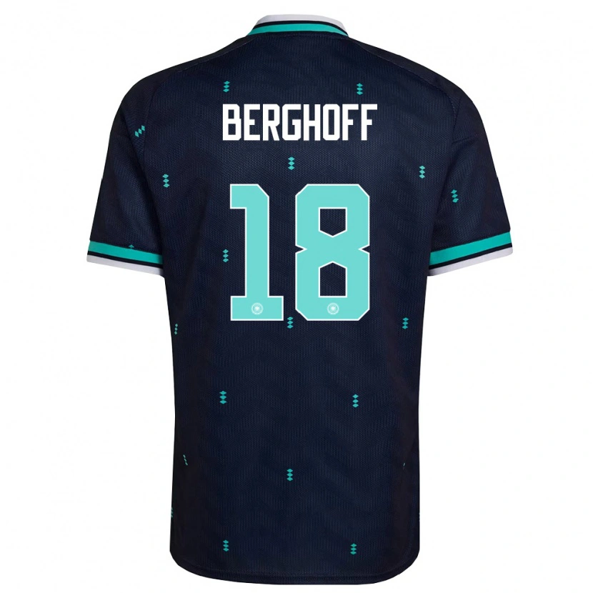 Danxen Mujer Camiseta Alemania Jonah Berghoff #18 Marino Azul Cielo Blanco 2ª Equipación 26-28 La Camisa