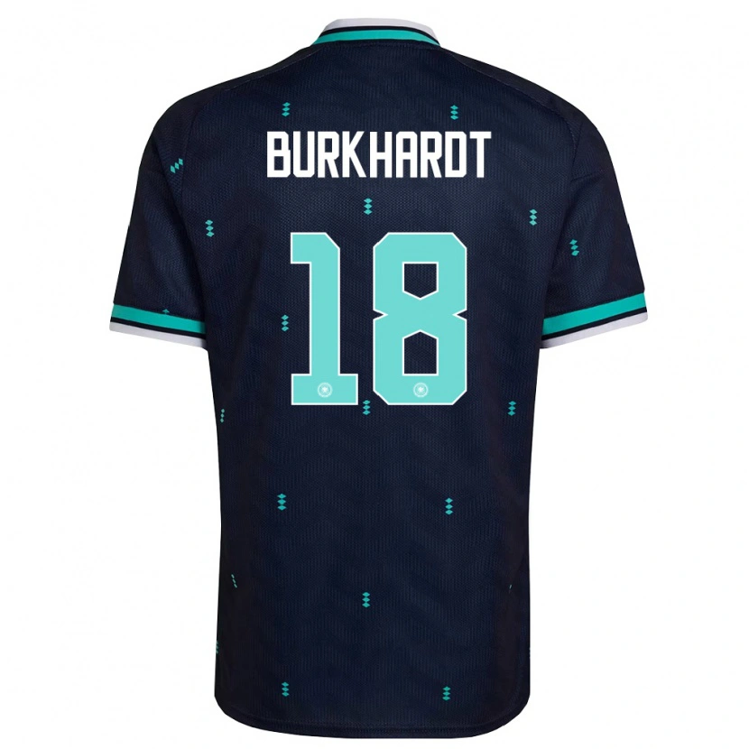 Danxen Mujer Camiseta Alemania Till Burkhardt #18 Marino Azul Cielo Blanco 2ª Equipación 26-28 La Camisa