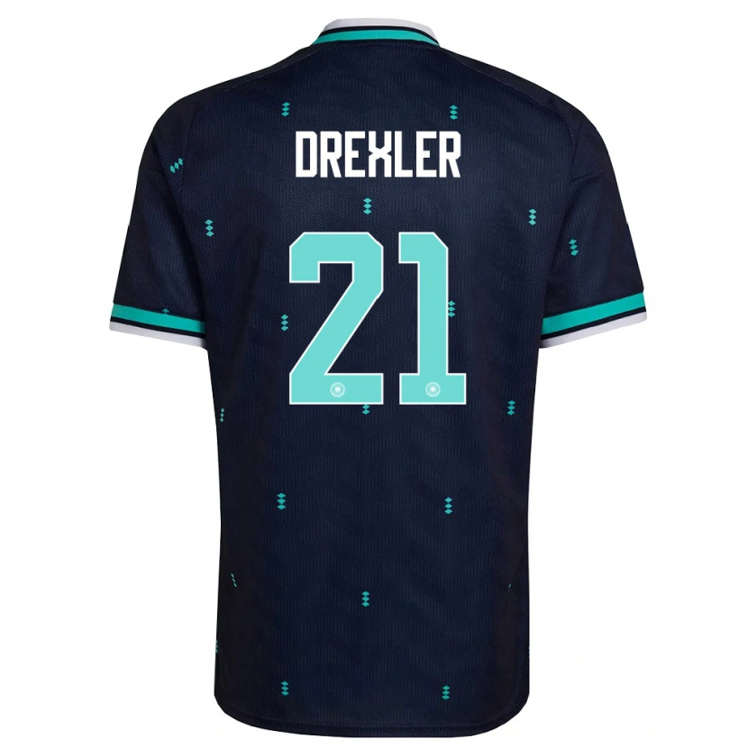 Danxen Mujer Camiseta Alemania Tim Drexler #21 Marino Azul Cielo Blanco 2ª Equipación 26-28 La Camisa