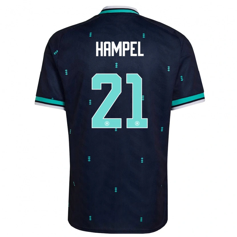 Danxen Mujer Camiseta Alemania Luca Hampel #21 Marino Azul Cielo Blanco 2ª Equipación 26-28 La Camisa