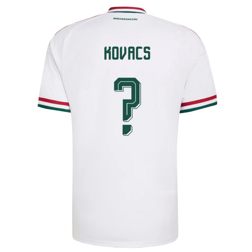 Danxen Mujer Camiseta Hungría Bendegúz Kovács #0 Blanco Rojo Verde 2ª Equipación 26-28 La Camisa