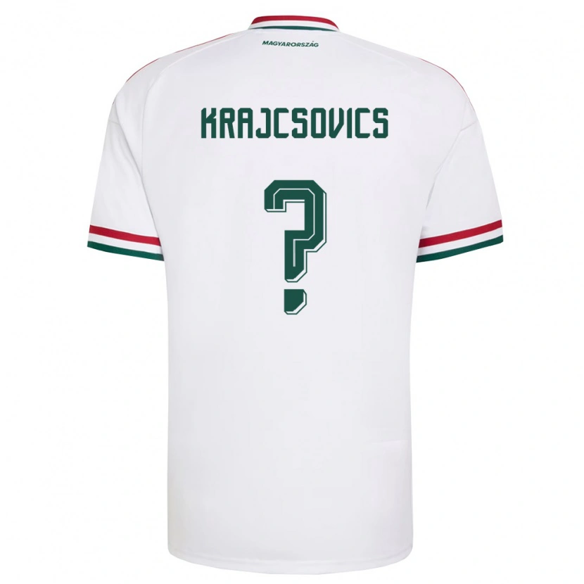 Danxen Mujer Camiseta Hungría Ábel Krajcsovics #0 Blanco Rojo Verde 2ª Equipación 26-28 La Camisa