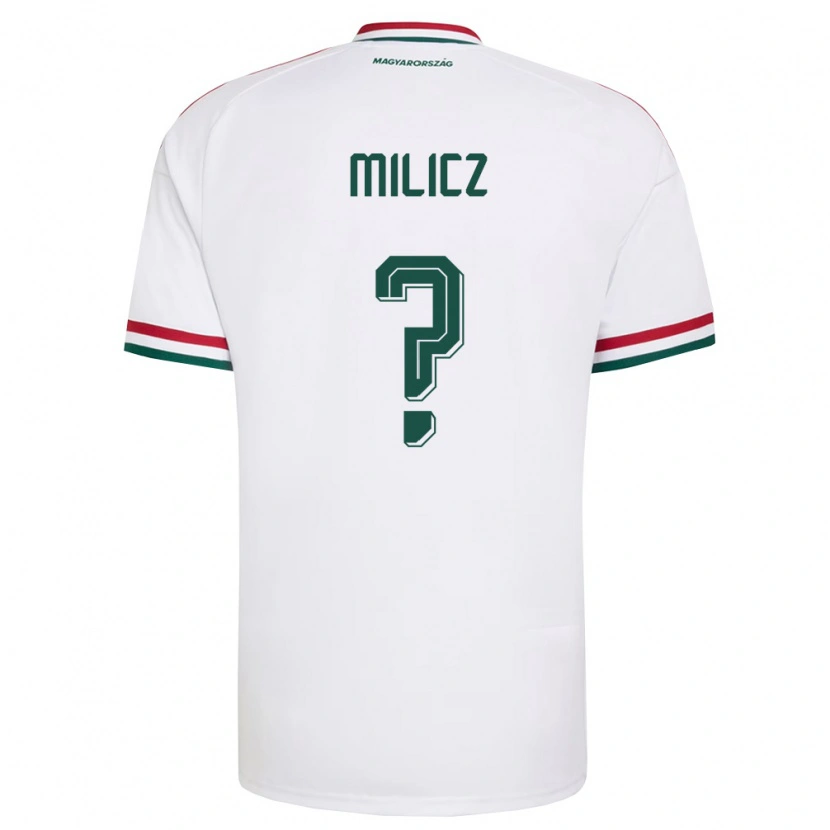 Danxen Mujer Camiseta Hungría Péter Milicz #0 Blanco Rojo Verde 2ª Equipación 26-28 La Camisa
