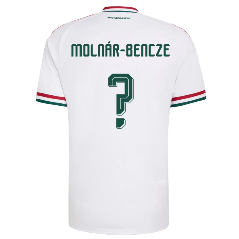 Danxen Mujer Camiseta Hungría Zsombor Molnár-Bencze #0 Blanco Rojo Verde 2ª Equipación 26-28 La Camisa