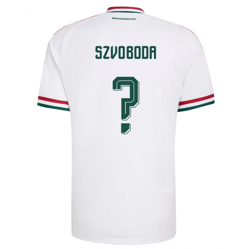 Danxen Mujer Camiseta Hungría Dániel Szvoboda #0 Blanco Rojo Verde 2ª Equipación 26-28 La Camisa