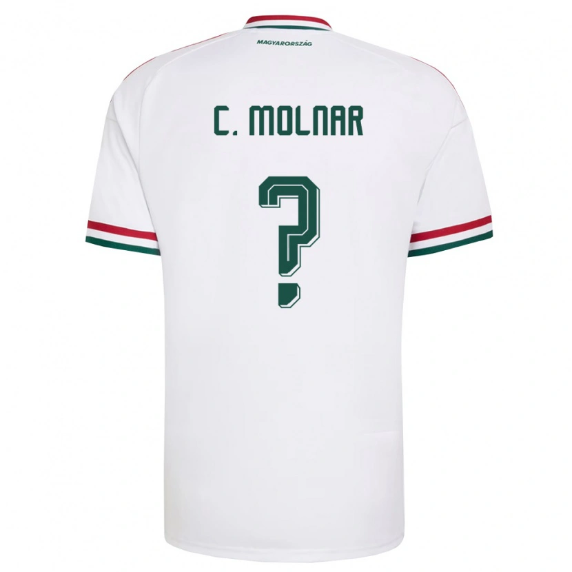 Danxen Mujer Camiseta Hungría Csaba Molnár #0 Blanco Rojo Verde 2ª Equipación 26-28 La Camisa