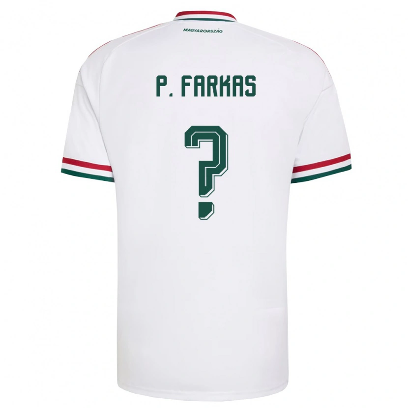 Danxen Mujer Camiseta Hungría Patrik Farkas #0 Blanco Rojo Verde 2ª Equipación 26-28 La Camisa
