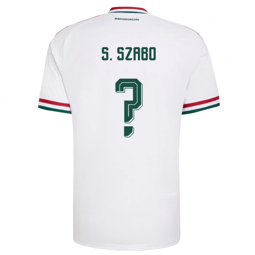 Danxen Mujer Camiseta Hungría Szilárd Szabó #0 Blanco Rojo Verde 2ª Equipación 26-28 La Camisa