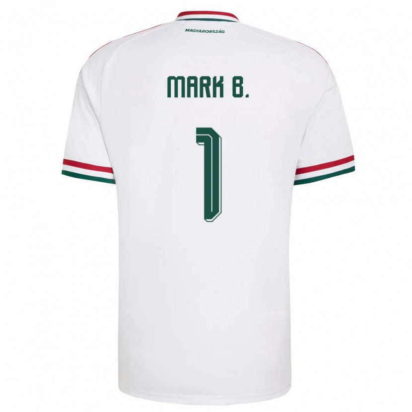 Danxen Mujer Camiseta Hungría Márk Balogh #1 Blanco Rojo Verde 2ª Equipación 26-28 La Camisa