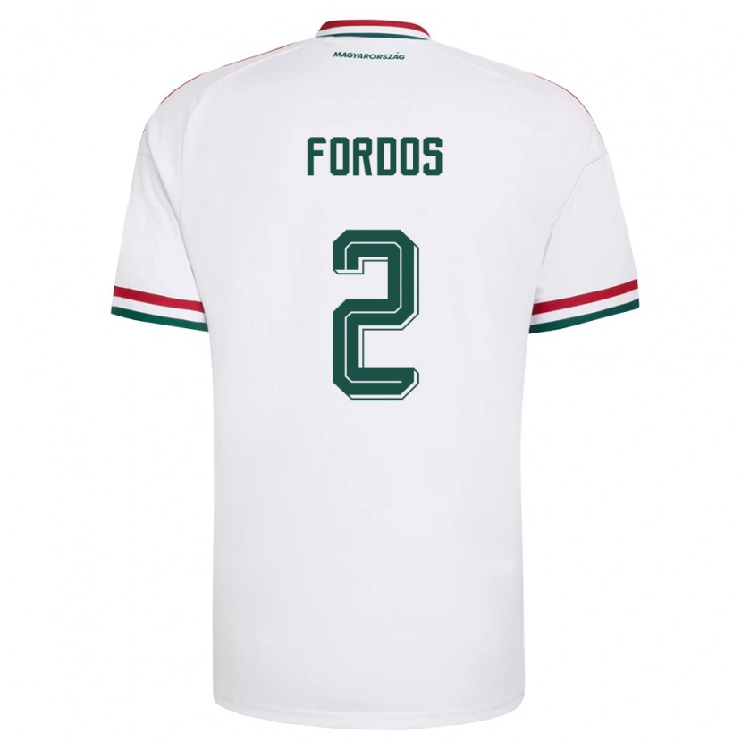 Danxen Mujer Camiseta Hungría Beatrix Fördős #2 Blanco Rojo Verde 2ª Equipación 26-28 La Camisa