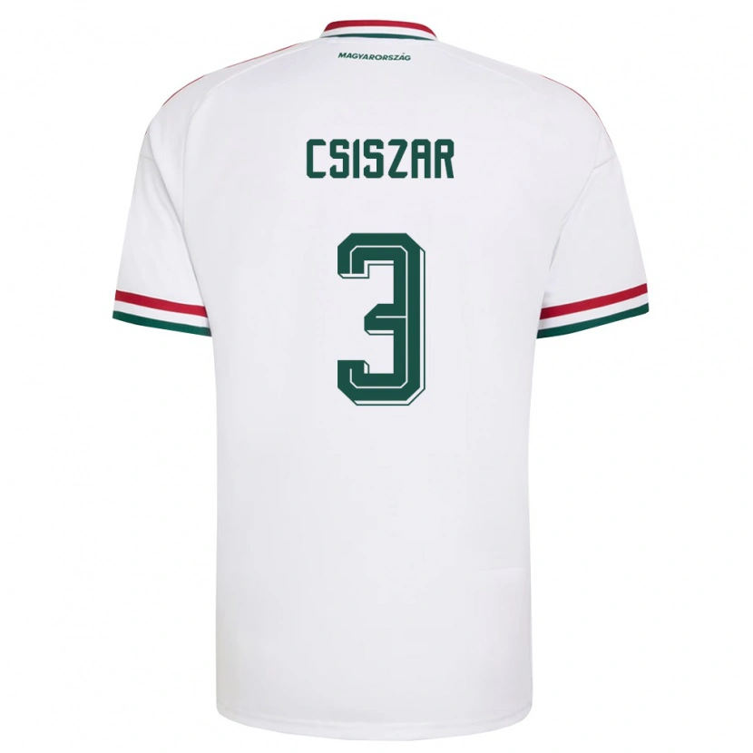Danxen Mujer Camiseta Hungría Henrietta Csiszar #3 Blanco Rojo Verde 2ª Equipación 26-28 La Camisa