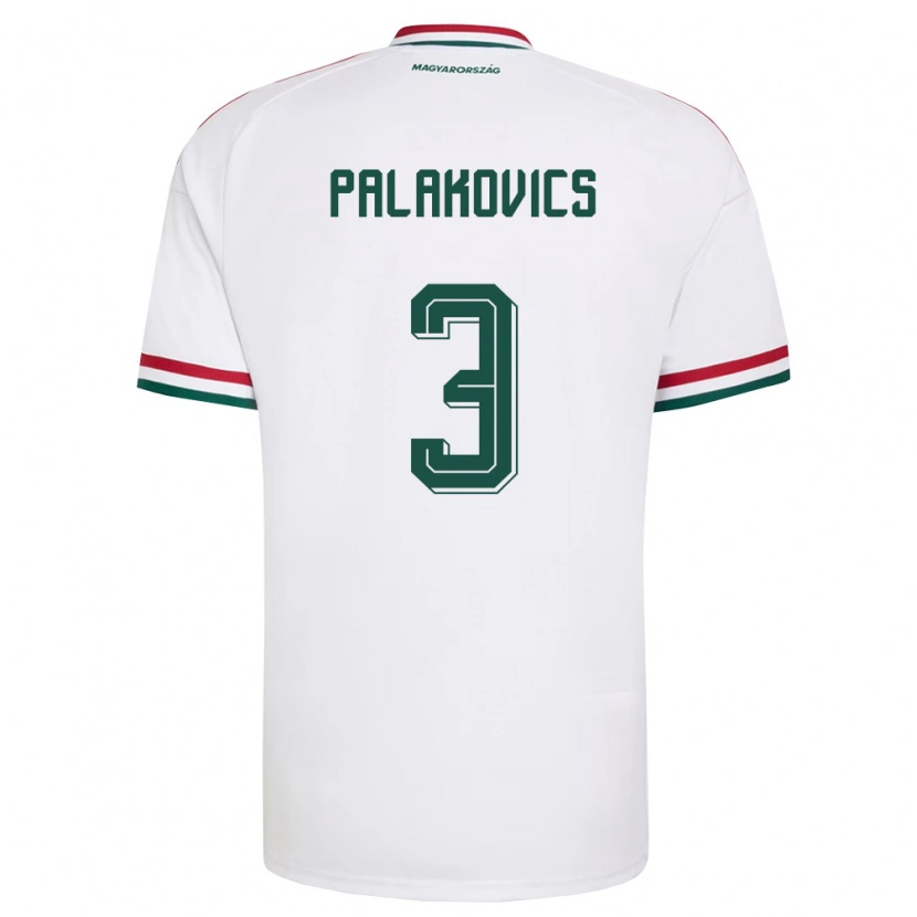 Danxen Mujer Camiseta Hungría Laura Palakovics #3 Blanco Rojo Verde 2ª Equipación 26-28 La Camisa