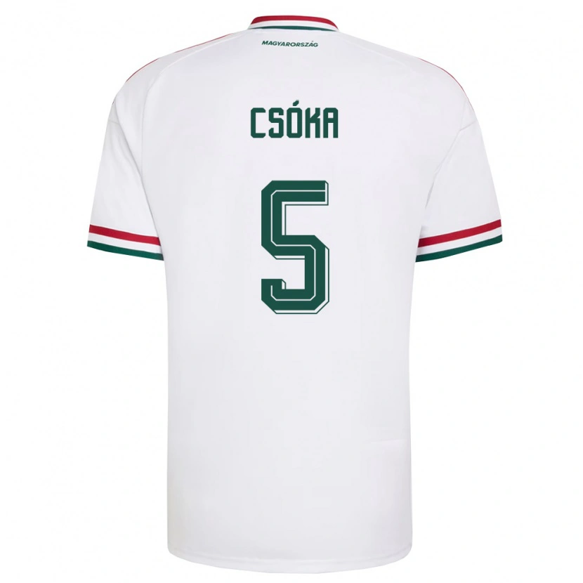 Danxen Mujer Camiseta Hungría Gergely Csóka #5 Blanco Rojo Verde 2ª Equipación 26-28 La Camisa