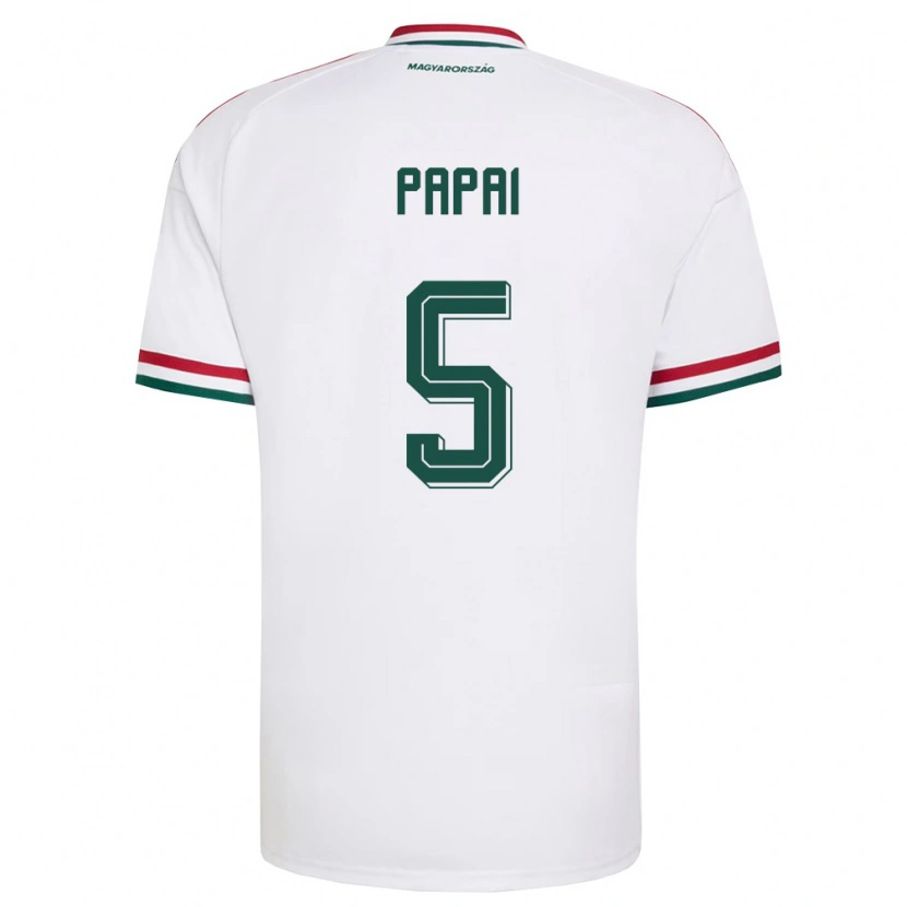 Danxen Mujer Camiseta Hungría Emőke Pápai #5 Blanco Rojo Verde 2ª Equipación 26-28 La Camisa