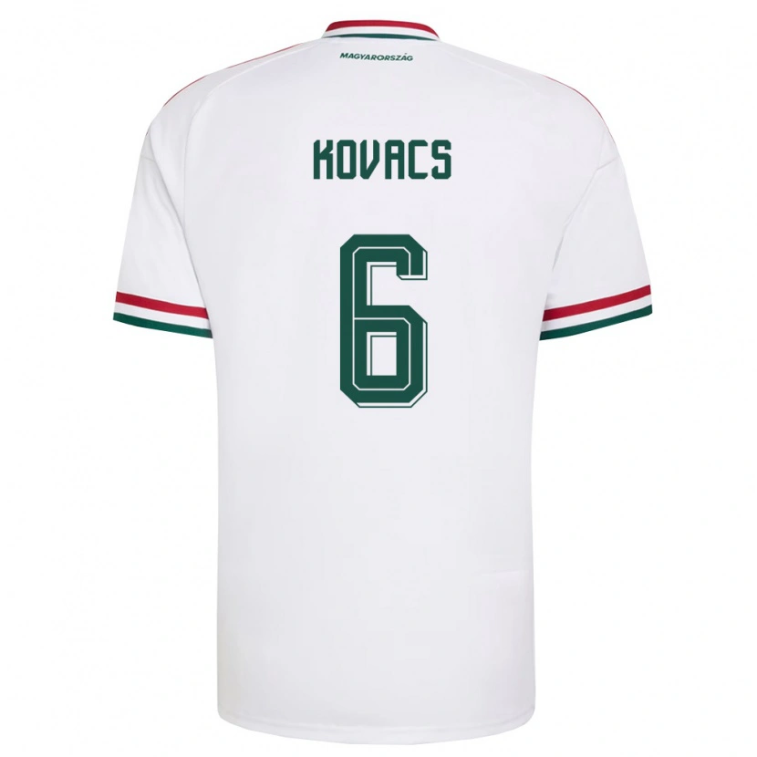 Danxen Mujer Camiseta Hungría Noel Kovács #6 Blanco Rojo Verde 2ª Equipación 26-28 La Camisa