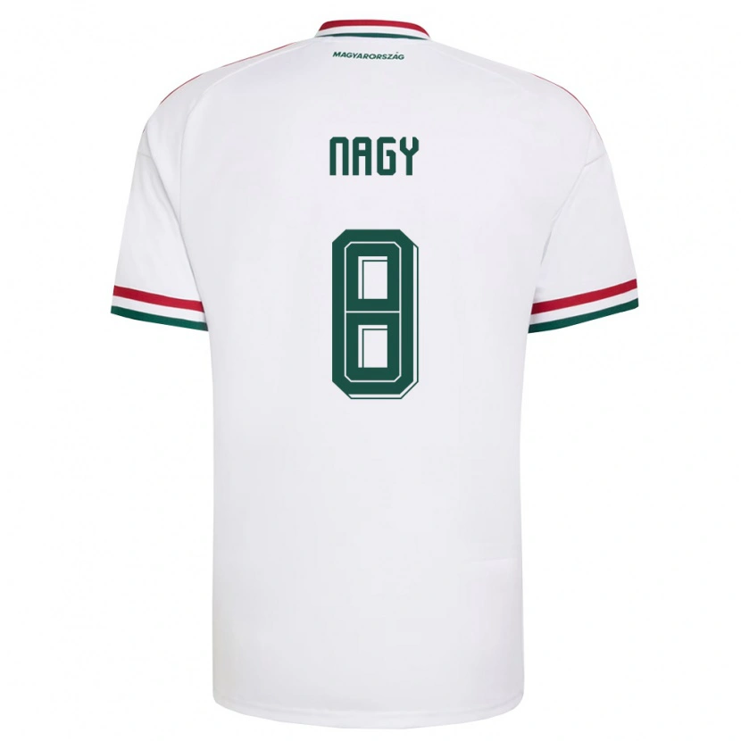 Danxen Mujer Camiseta Hungría Ádám Nagy #8 Blanco Rojo Verde 2ª Equipación 26-28 La Camisa
