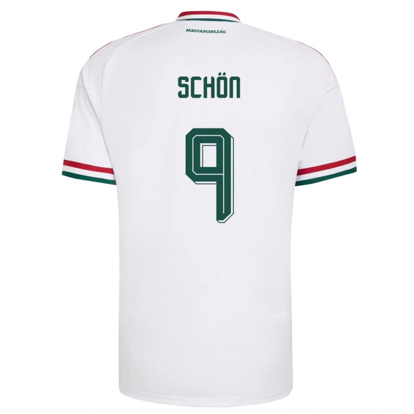 Danxen Mujer Camiseta Hungría Szabolcs Schön #9 Blanco Rojo Verde 2ª Equipación 26-28 La Camisa