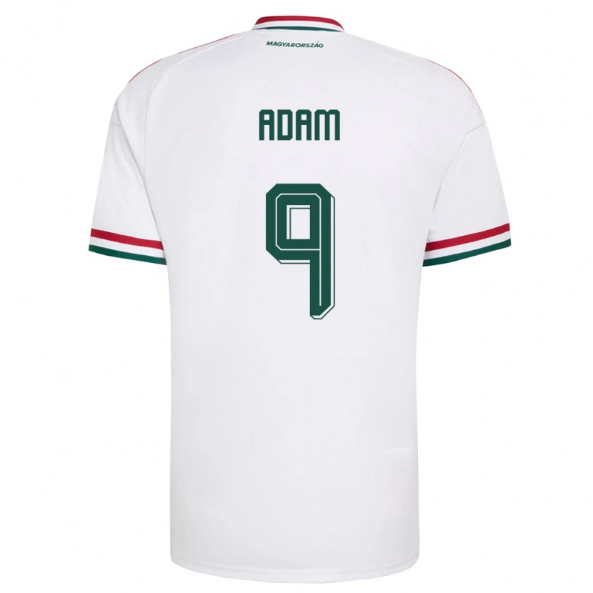 Danxen Mujer Camiseta Hungría Martin Ádám #9 Blanco Rojo Verde 2ª Equipación 26-28 La Camisa