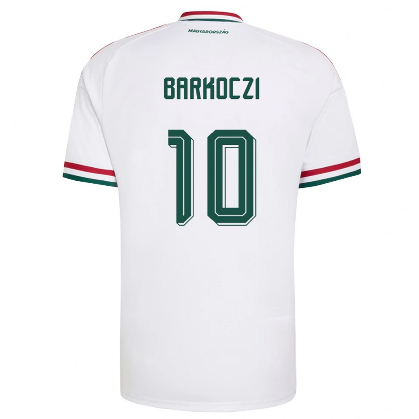 Danxen Mujer Camiseta Hungría Barnabás Barkóczi #10 Blanco Rojo Verde 2ª Equipación 26-28 La Camisa