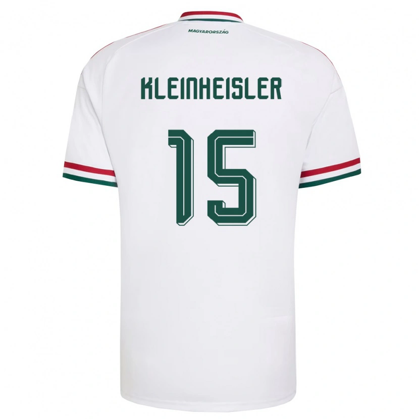 Danxen Mujer Camiseta Hungría László Kleinheisler #15 Blanco Rojo Verde 2ª Equipación 26-28 La Camisa