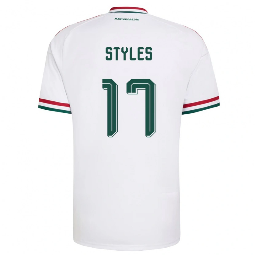 Danxen Mujer Camiseta Hungría Callum Styles #17 Blanco Rojo Verde 2ª Equipación 26-28 La Camisa