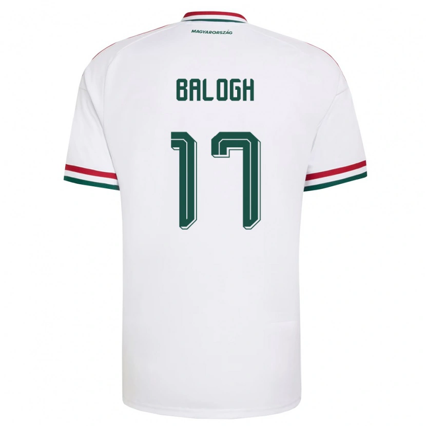 Danxen Mujer Camiseta Hungría Áron Balogh #17 Blanco Rojo Verde 2ª Equipación 26-28 La Camisa