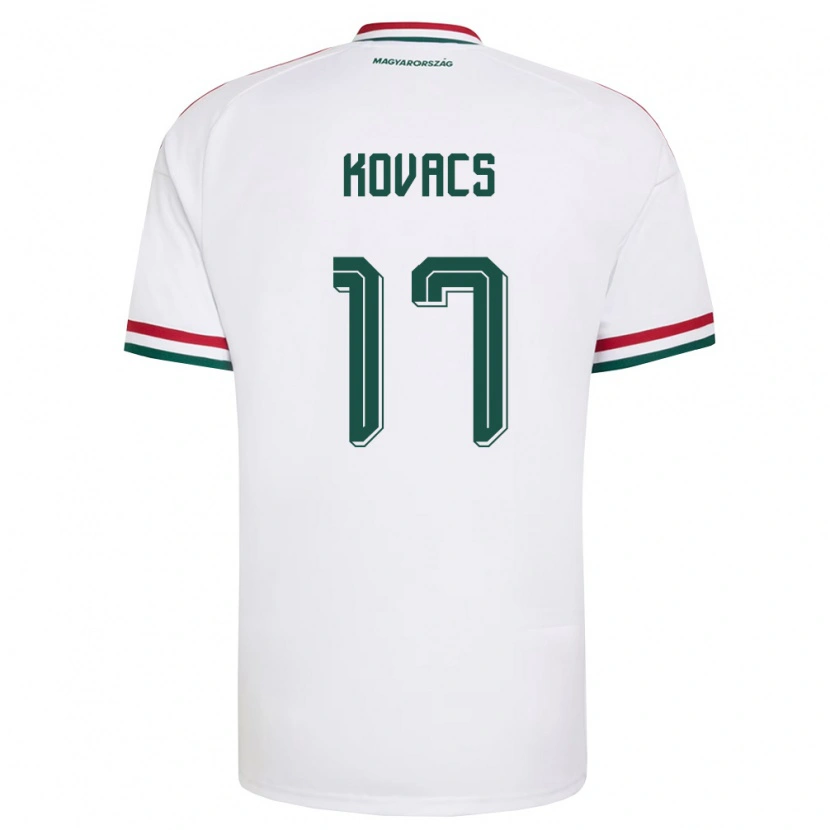 Danxen Mujer Camiseta Hungría Mátyás Kovács #17 Blanco Rojo Verde 2ª Equipación 26-28 La Camisa