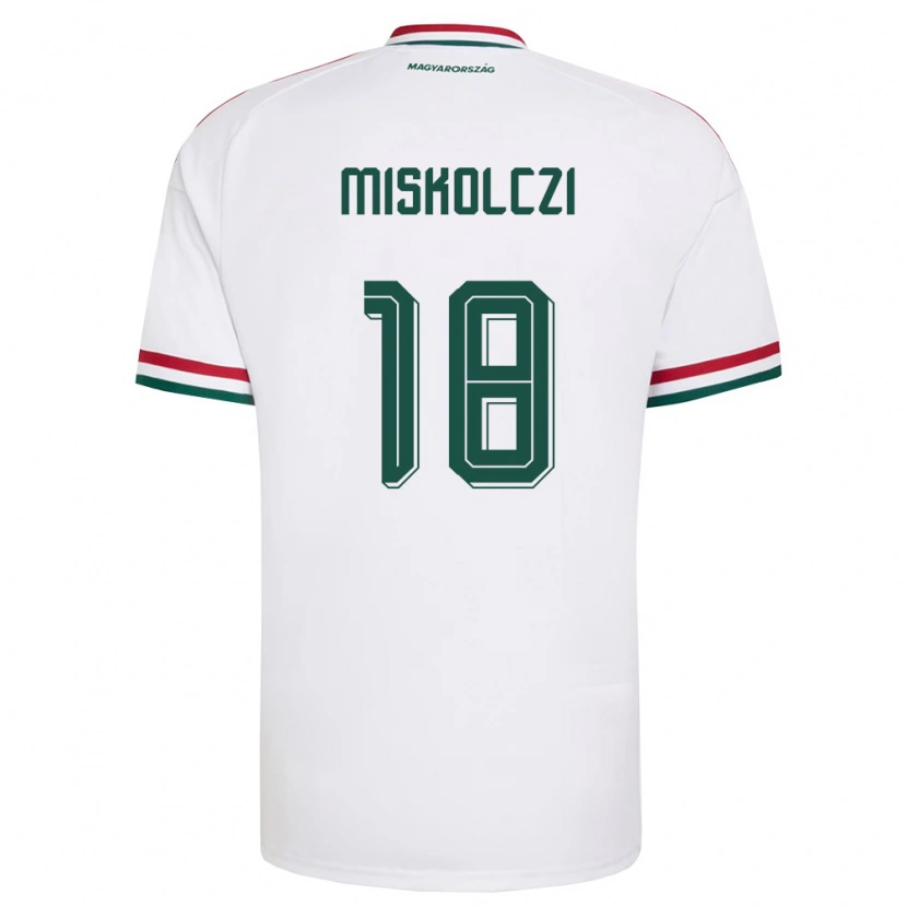 Danxen Mujer Camiseta Hungría Domonkos Miskolczi #18 Blanco Rojo Verde 2ª Equipación 26-28 La Camisa