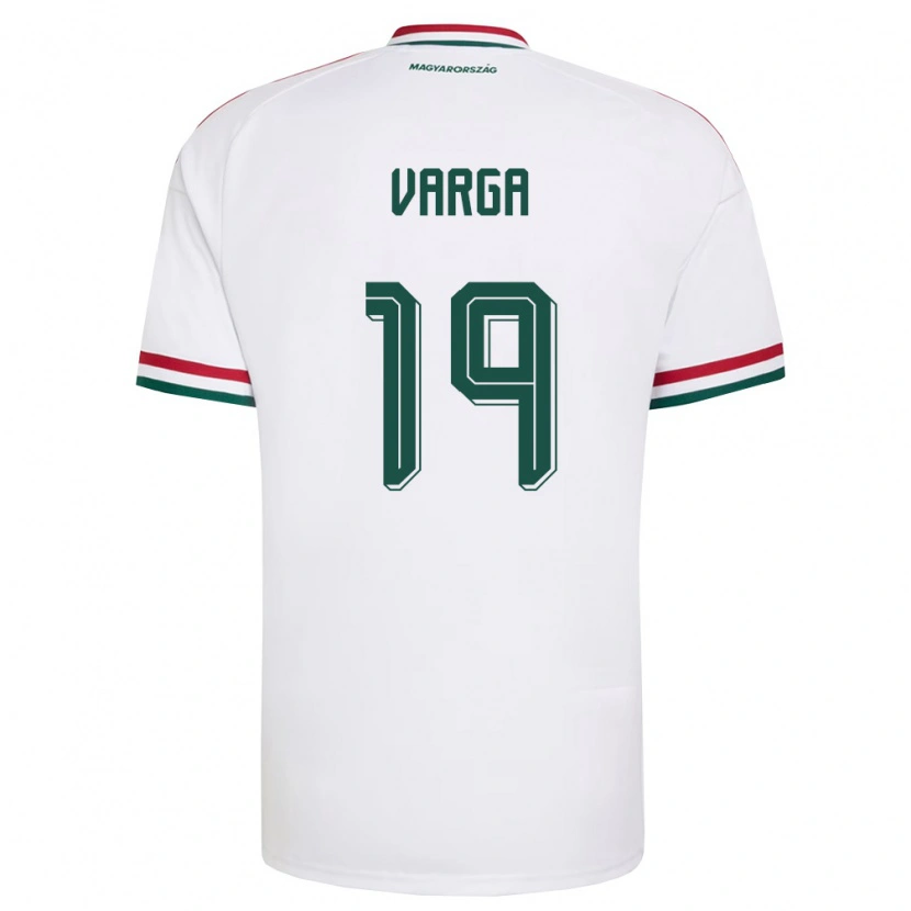 Danxen Mujer Camiseta Hungría Barnabás Varga #19 Blanco Rojo Verde 2ª Equipación 26-28 La Camisa