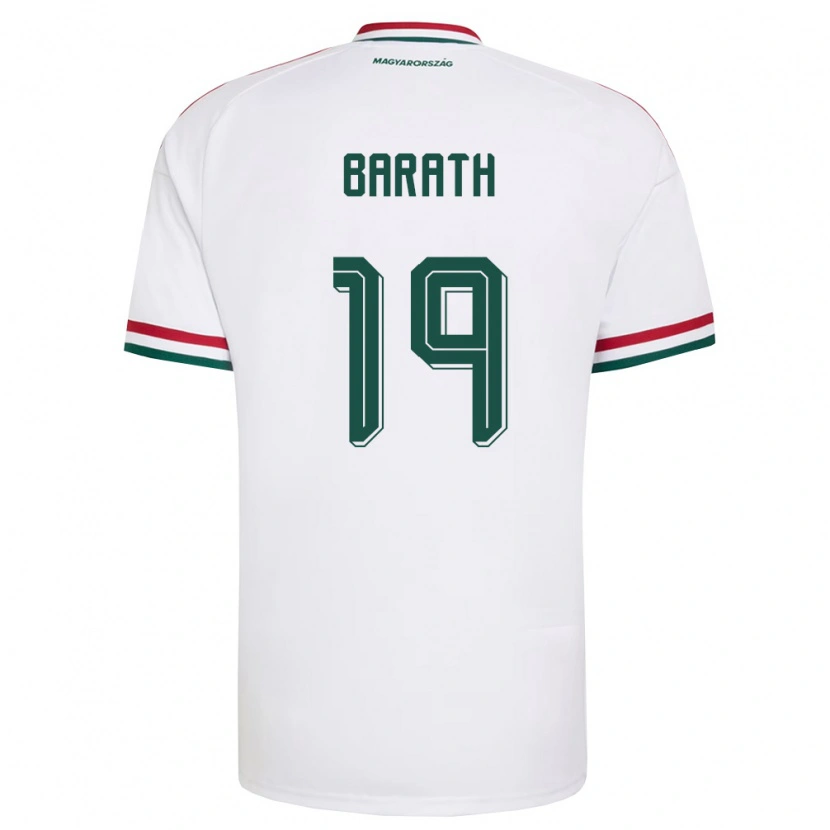 Danxen Mujer Camiseta Hungría Péter Baráth #19 Blanco Rojo Verde 2ª Equipación 26-28 La Camisa